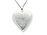 925 Sterling Silver 20mm Heart and Flowers Diamond Heart Locket - Chain Included