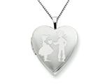 925 Sterling Silver 20mm Boy giving a Heart to Girl Heart Locket - Chain Included