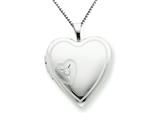 925 Sterling Silver 20mm Heart with Diamond Heart Locket - Chain Included