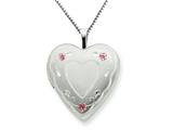 925 Sterling Silver 20mm Enameled Roses Heart Locket - Chain Included