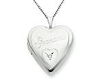 925 Sterling Silver 20mm Grandma with Diamond Heart Locket - Chain Included