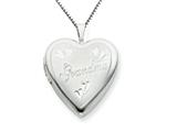 925 Sterling Silver 20mm Grandma Heart Locket - Chain Included