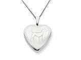 925 Sterling Silver 16mm Dog Heart Locket - Chain Included