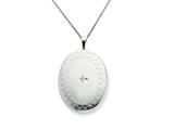 925 Sterling Silver 20mm Oval Diamond Locket - Chain Included