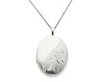 925 Sterling Silver 20mm Side Flowered Oval Locket - Chain Included