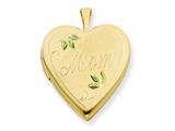 1/20 Gold Filled 20mm Enameled Leaves Mom Heart Locket - Chain Included