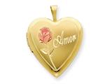 1/20 Gold Filled 20mm Enameled Rose Amor Heart Locket - Chain Included