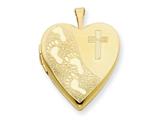 1/20 Gold Filled 20mm Cross and Footprint Heart Locket Pendant - Chain Included