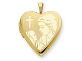 1/20 Gold Filled 20mm Mother holding child with Cross Heart Locket - Chain Included