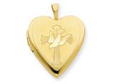 1/20 Gold Filled 20mm Cross with Dove Heart Locket - Chain Included