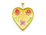 1/20 Gold Filled 20mm Enameled Flowers Heart Locket - Chain Included
