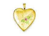 1/20 Gold Filled 20mm Enameled Mom Heart Locket - Chain Included