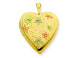 1/20 Gold Filled 20mm Enameled Flowers Mom Heart Locket - Chain Included