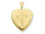 1/20 Gold Filled 16mm Cross with Dove Heart Locket - Chain Included