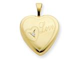 1/20 Gold Filled 16mm Heart with Diamond Love Heart Locket - Chain Included