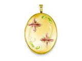 1/20 Gold Filled 20mm Enameled Flower Oval Locket - Chain Included