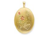 1/20 Gold Filled 20mm Enameled Roses with Love Oval Locket - Chain Included