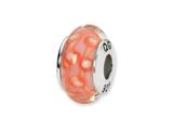 Reflections™ Sterling Silver Orange/White Hand-blown Glass Bead / Charm