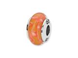 Reflections™ Sterling Silver Orange/White Spots Hand-blown Glass Bead / Charm