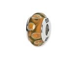 Reflections™ Sterling Silver Orange/Green Hand-blown Glass Bead / Charm