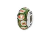 Reflections™ Sterling Silver Green/Orange Hand-blown Glass Bead / Charm