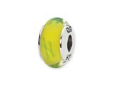 Reflections™ Sterling Silver Yellow/Green Scribbles Hand-blown Glass Bead / Charm