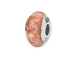 Reflections™ Sterling Silver Pink/Red Swirl Hand-blown Glass Bead / Charm