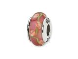 Reflections™ Sterling Silver Pink Floral Hand-blown Glass Bead / Charm