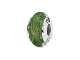 Reflections™ Sterling Silver Lt. Green/Tan Swirl Hand-blown Glass Bead / Charm