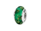 Reflections™ Sterling Silver Green Hand-blown Glass Bead / Charm