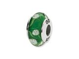 Reflections™ Sterling Silver Green/White Floral Hand-blown Glass Bead / Charm