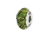 Reflections™ Sterling Silver Green/Yellow Swirl Hand-blown Glass Bead / Charm