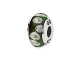Reflections™ Sterling Silver Green/Purple Floral Hand-blown Glass Bead / Charm