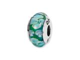 Reflections™ Sterling Silver Blue/White Floral Hand-blown Glass Bead / Charm