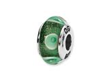 Reflections™ Sterling Silver Green/White Circles Hand-blown Glass Bead / Charm