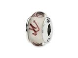 Reflections™ Sterling Silver White/Plum Scribbles Hand-blown Glass Bead / Charm