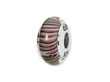 Reflections™ Sterling Silver White/Mauve Hand-blown Glass Bead / Charm