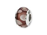 Reflections™ Sterling Silver Purple/White Square Shaped Hand-blown Bead / Charm