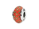 Reflections™ Sterling Silver Orange/Green Spots Hand-blown Glass Bead / Charm