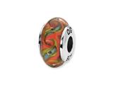 Reflections™ Sterling Silver Red/Teal Swirl Hand-blown Glass Bead / Charm