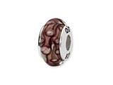 Reflections™ Sterling Silver White/Purple Hand-blown Glass Bead / Charm