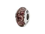 Reflections™ Sterling Silver Purple Swirl Hand-blown Glass Bead / Charm