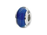 Reflections™ Sterling Silver Blue/White Scribble Hand-blown Glass Bead / Charm