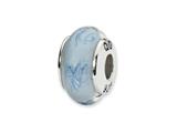 Reflections™ Sterling Silver White/Blue Scribble Hand-blown Glass Bead / Charm