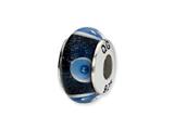 Reflections™ Sterling Silver Blue/White Circles Hand-blown Glass Bead / Charm