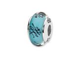 Reflections™ Sterling Silver Blue/Black Scribble Hand-blown Glass Bead / Charm