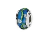 Reflections™ Sterling Silver Blue/White Floral Hand-blown Glass Bead / Charm