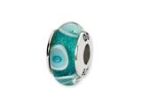 Reflections™ Sterling Silver Blue/White Circles Hand-blown Glass Bead / Charm