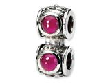Reflections™ Sterling Silver Red CZ Connector Bead / Charm