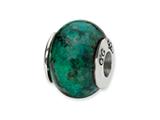 Reflections™ Sterling Silver Blue GreenRecon Serpentine Stone Bead / Charm